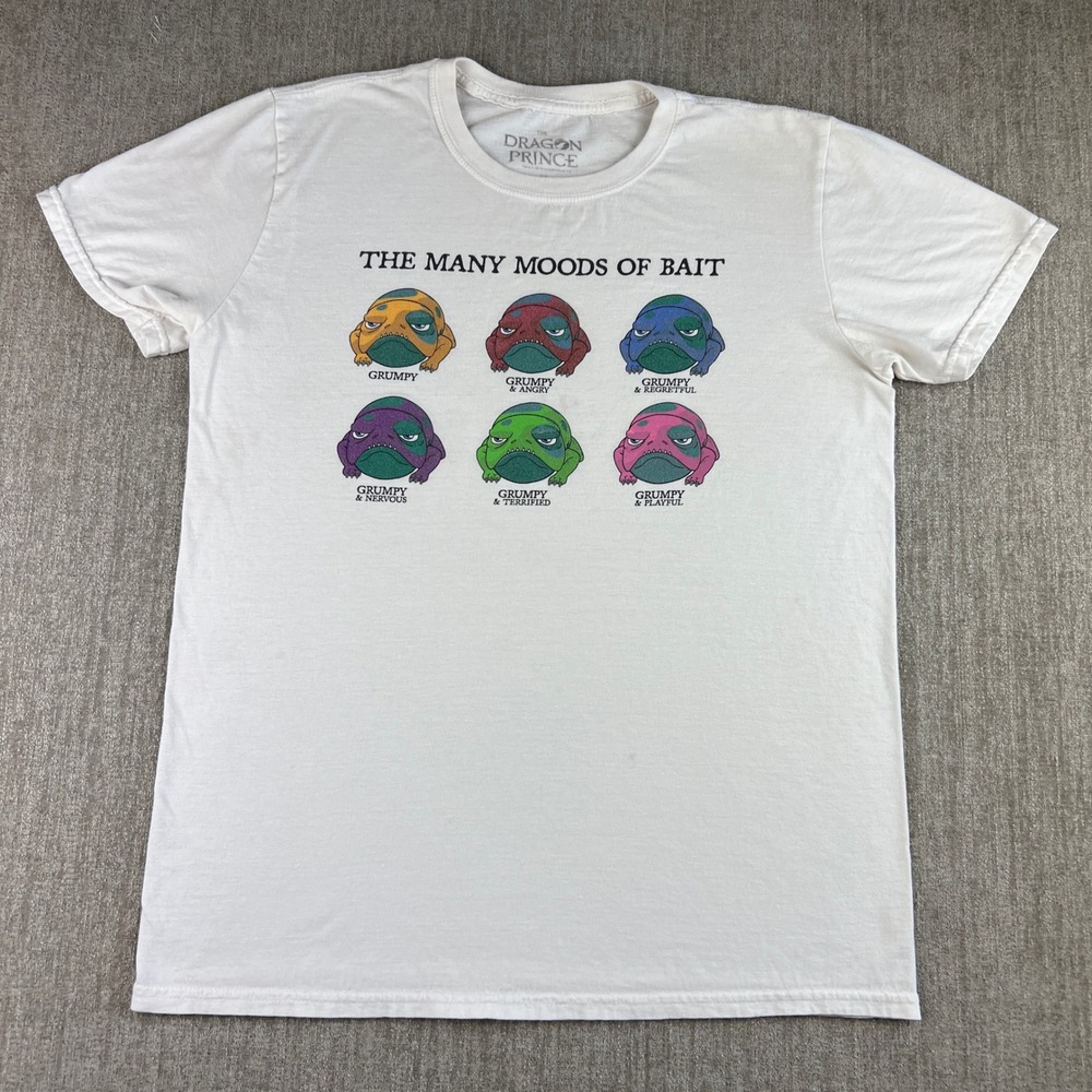 The Dragon Prince Graphic Tee Mens‎ Medium White The Many Moods of Bait Netflix